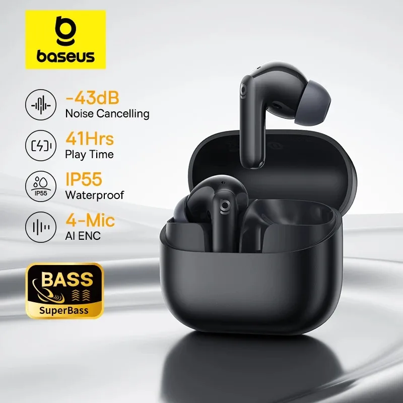 Baseus Bass EP10 NC Wireless Earbuds — ANC, 41h Battery, IP55